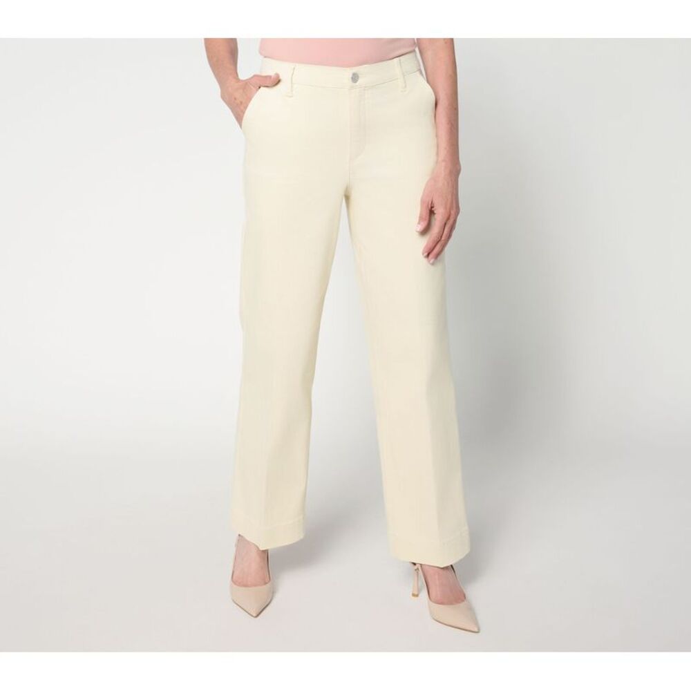 Susan Graver Women's Plus Sz Pants 18 Denim Trouser Jean White A695930